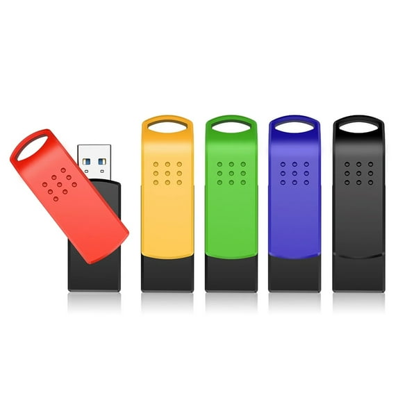 KEXIN 5 Pack 128GB USB Flash Drive USB 2.0, Colorful Pen Drive for Photo Video File Music – Green, Red, Black, Blue, Yellow