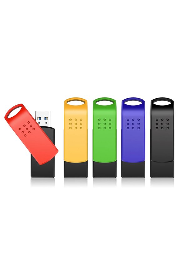 5 Pack 16GB USB Flash Drive USB 2.0,Swivel Thumb Drives Memory Stick,5 Mixed Colors PenDrive