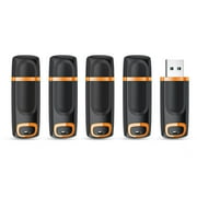 KEXIN 5-Pack 64GB USB 3.0 Flash Drive with LED Light, Lanyard Hole & Portable Design - High-Speed Thumb Drive for Data Storage Orang