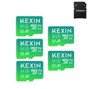 KEXIN 64 GB Micro SD Card with Adapter, Class 10 High Speed Memory Card for Camera/ Drone/Dash Cam/Nintendo Switch/Tablet, 5 Pack