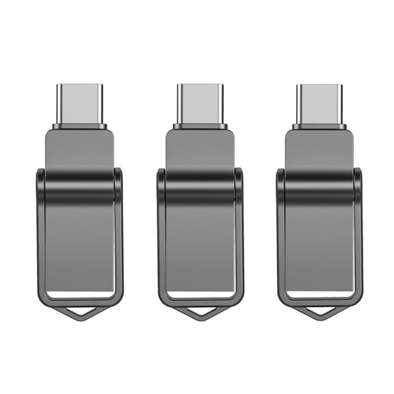 KEXIN 64G Dual USB 3.0 Flash Drive, OTG Memory Photo Stick, Flash Pen Drive for PC / Mac / USB C Smartphone / Game Console, Black, 3 Pack