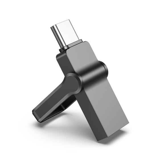 KEXIN 64G Dual USB 3.0 Flash Drive, OTG Memory Photo Stick, Flash Pen Drive for PC / Mac / USB C Smartphone / Game Console, Black