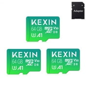 KEXIN 64GB Micro SD Card with Adapter, Class 10 U3 High Speed Memory Card for Camera/ Drone/Dash Cam/Nintendo Switch/Tablet, 3pack