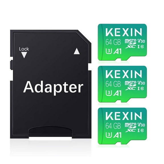 KEXIN 64GB SDXC Card 3 Pack, MicroSDXC UHS-I Flash Memory Card with Adapter, up to 100MB/s High Speed TF Card