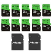 KEXIN Micro SD Card 32GB Memory Card with Adapter Class 10 UHS-I for Phone / Tablet / Camera / Drone / Dash Cam / Nintendo Switch, 10 Pack