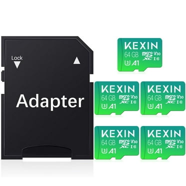 KEXIN Micro SD Card 64GB Memory Card with Adapter Class 10 UHS-I for Phone/Tablet/Drone/Dash Cam, 5 Pack