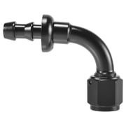 KEXWAN 4AN 90 Degree Push Lock Swivel Hose End Fitting, Push on Barb for Rubber Fuel Oil Line, Black Anodized 6061 T6 Aluminum Adapter 1 Pack