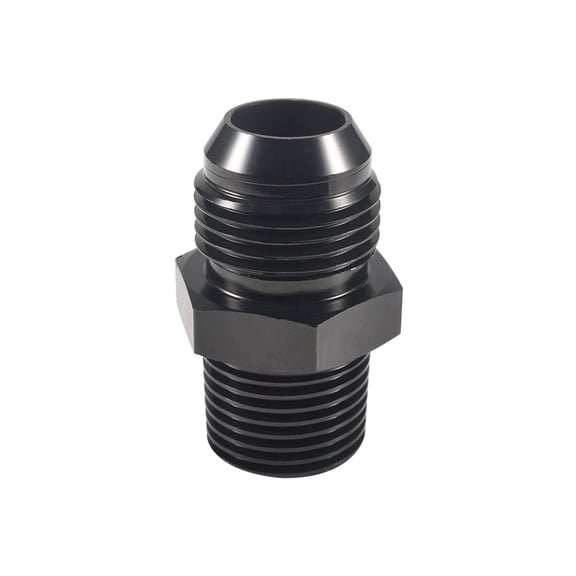 KEXWAN 10AN Male Flare to 1/2" NPT Pipe Fitting Adapter, Aluminum Straight 10AN to 1/2 NPT Male Hose Fitting Adapter for Automotive Replacement Fuel System Fittings(Black Anodized)