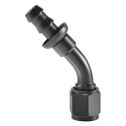 KEXWAN 6AN 45 Degree Push Lock Swivel Hose End Fitting, Push on Barb for Rubber Fuel Oil Line, Black Anodized 6061 T6 Aluminum Adapter 1 Pack