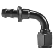KEXWAN 6AN 90 Degree Push Lock Swivel Hose End Fitting, Push on Barb for Rubber Fuel Oil Line, Black Anodized 6061 T6 Aluminum Adapter 1 Pack