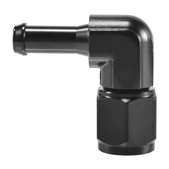 KEXWAN 6AN Female to 5/16" Barb Hose Fitting 90 Degree Swivel, Oil Cooling & Fuel Line Adapter, Black Anodized 6061T6 Aluminum (1 Pack)