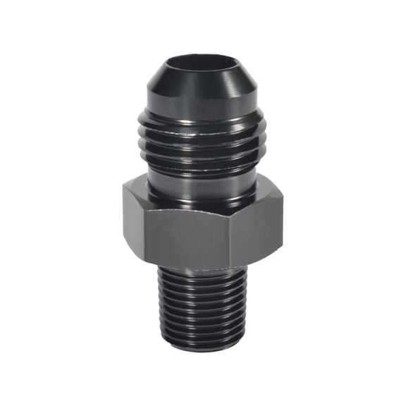 KEXWAN 6AN Male Flare to 1/8" NPT Pipe Fitting Adapter, Aluminum Straight 6AN to 1/8 NPT Male Hose Fitting Adapter for Automotive Replacement Fuel System Fittings(Black Anodized)