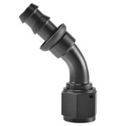 KEXWAN 8AN 45 Degree Push Lock Swivel Hose End Fitting, Push on Barb for Rubber Fuel Oil Line, Black Anodized 6061 T6 Aluminum Adapter 1 Pack