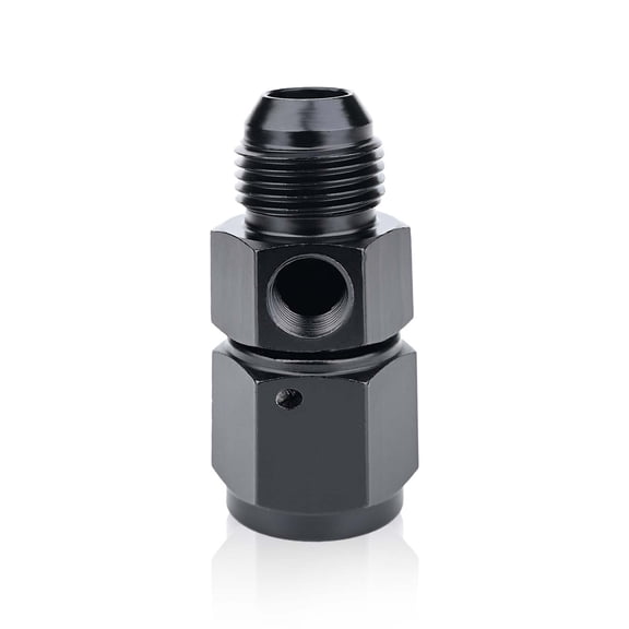 KEXWAN 8AN Male Flare to 8AN Female Swivel with 1/8 NPT Gauge Sensor Port Fuel Pressure Take Off Fitting Aluminum Black Anodized