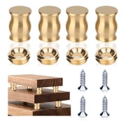 KEXWAN Brass Cutting Board Feet Bamboo Shape 4PCS with Silicone Non Slip Pads, Stainless Steel Screws & Brass Washers for Kitchen & Furniture