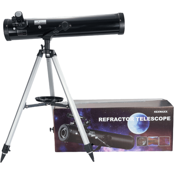KEXWAXX 76mm Reflector Telescope with 700mm Focal Length - Black Color, Equipped with 5x24 Finderscope and 2X Barlow Lens
