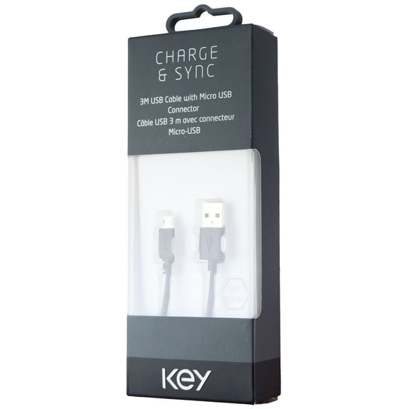 KEY 10 foot Extra Long Micro USB Cable (3M), Universal - Black