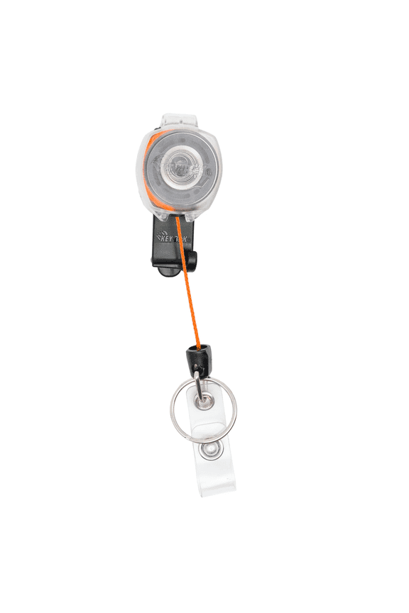 Belt Clip Retractable Keychain and ID Badge Holder with Color Cord - Orange