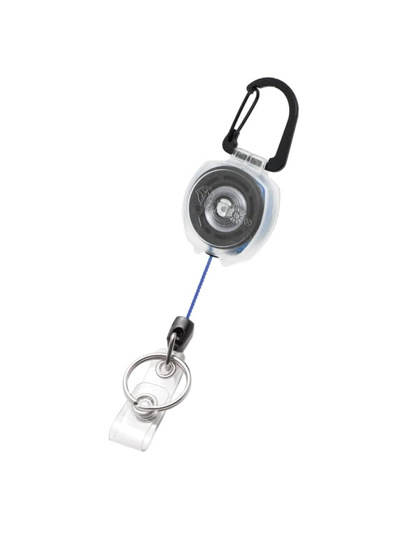 Sidekick Retractable Carabiner Keychain with Cord & Badge Strap-Holds up to 5 Keys (Blue)