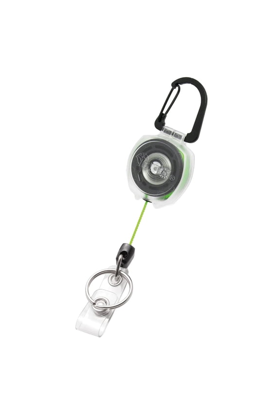 Sidekick Retractable Carabiner Keychain with Cord & Badge Strap-Holds up to 5 Keys (Green)