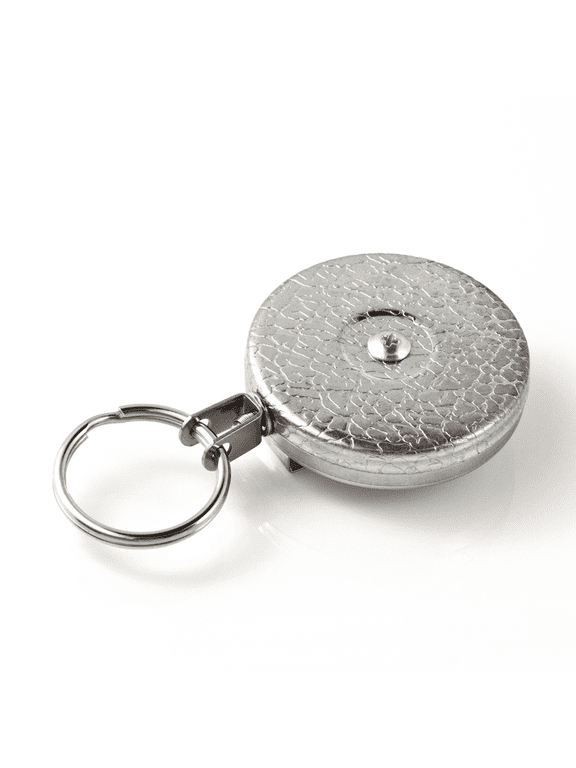 Original Chain Retractable Keychain with 24" Stainless Steel Chain, Chrome Front, Steel Belt Clip, 8 oz. Retraction, Split Ring