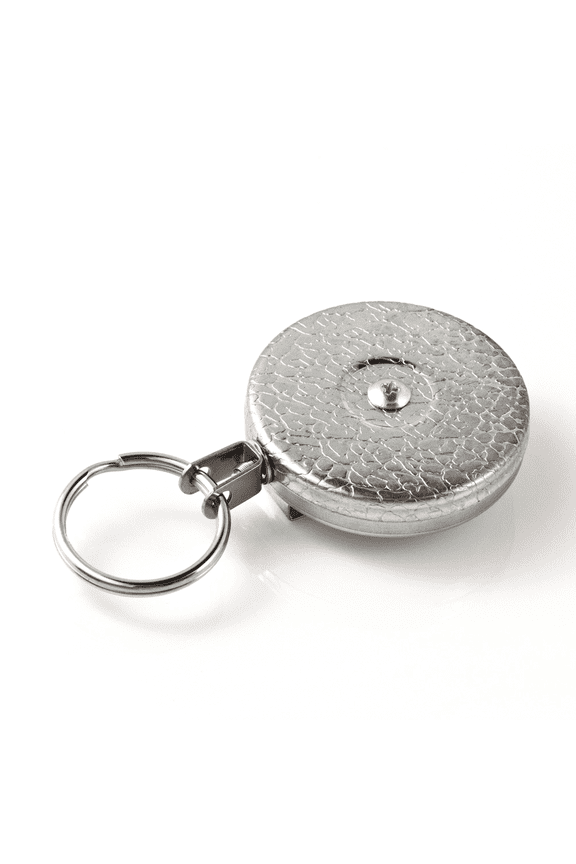 Original Chain Retractable Keychain with 24" Stainless Steel Chain, Chrome Front, Steel Belt Clip, 8 oz. Retraction, Split Ring