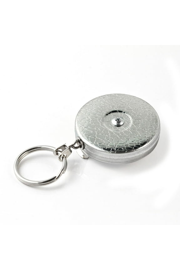 Original Chain Retractable Keychain with 24" Stainless Steel Chain, Chrome Front, Steel Belt Loop, 8 oz. Retraction, Split Ring