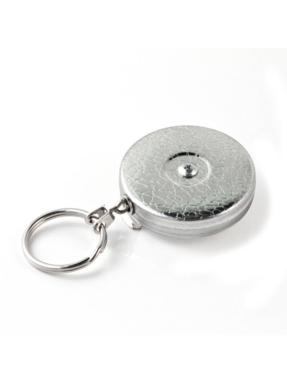 Original Chain Retractable Keychain with 24" Stainless Steel Chain, Chrome Front, Steel Belt Loop, 8 oz. Retraction, Split Ring