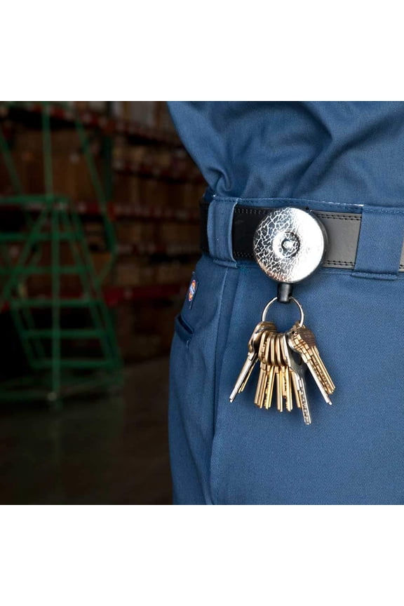 Original HD Retractable Keychain, 48" Retractable Cord, Chrome Front, Steel Belt Loop, 8 oz. Retraction, Split Ring J101