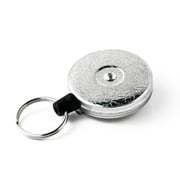 KEY-BAK Original SD Retractable Keychain, 36" Retractable Cord, Chrome Front, Steel Belt Clip, 13 oz. Retraction, Split Ring