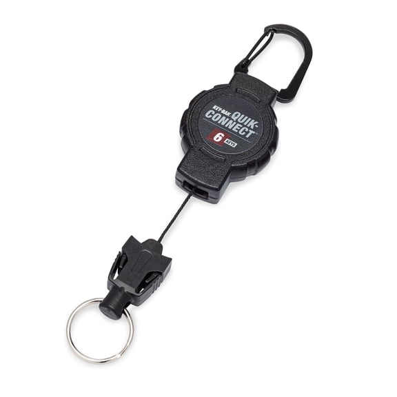 KEY-BAK Quik-Connect Polycarbonate Retractable Keychain with Carabiner- Upto 6 Keys Capacity