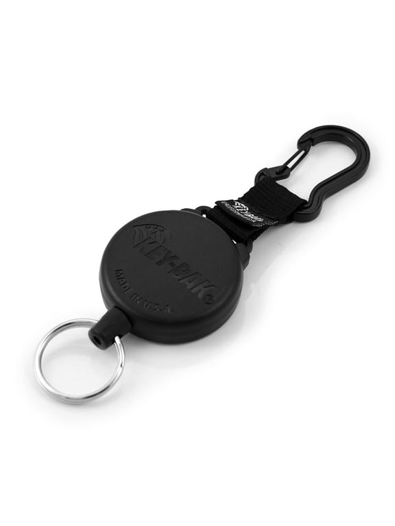 Retractable Aluminium Keychain Holder with Carabiner-Black (Super Duty (36" / 13 oz.)