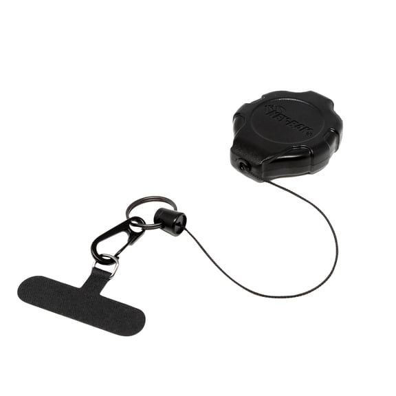 KEY-BAK Retractable Anti-Theft Phone Tether Badge & ID Holder with Belt Clip for All Cases- Black