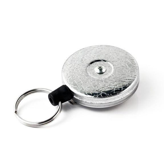 KEY-BAK Retractable Keychain with Chrome Front, Steel Belt Clip & Split Ring-36" Kevlar(13 oz.Load)