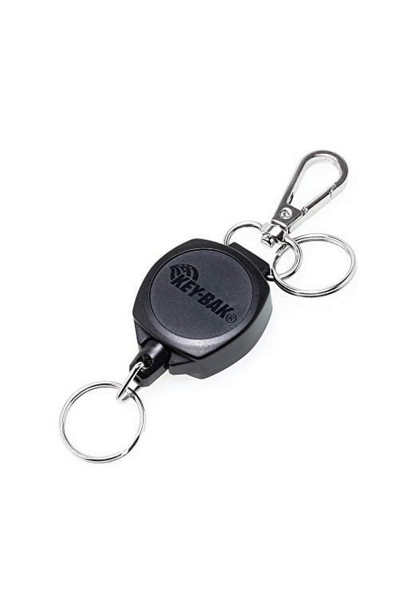Retractable Snapback Polycarbonate Keychains with Clip- Black