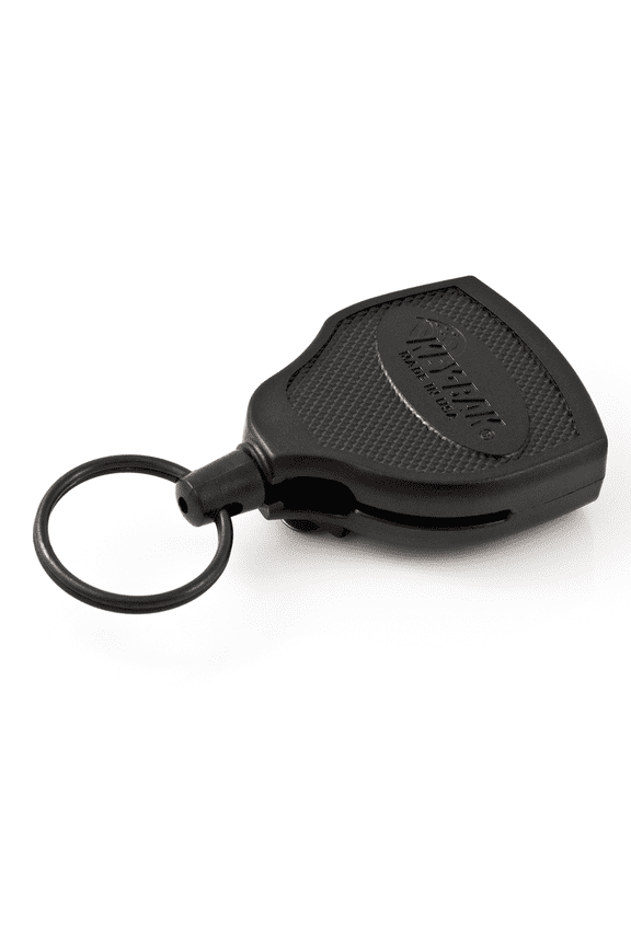 SUPER48 HD 8 oz. Locking Retractable Keychain, 48" Retractable Cord, Black Polycarbonate Case, Steel Belt Clip, Oversized Split Ring