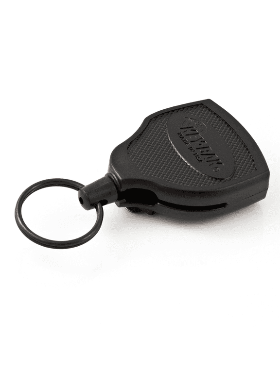 SUPER48 HD 8 oz. Locking Retractable Keychain, 48" Retractable Cord, Black Polycarbonate Case, Steel Belt Clip, Oversized Split Ring
