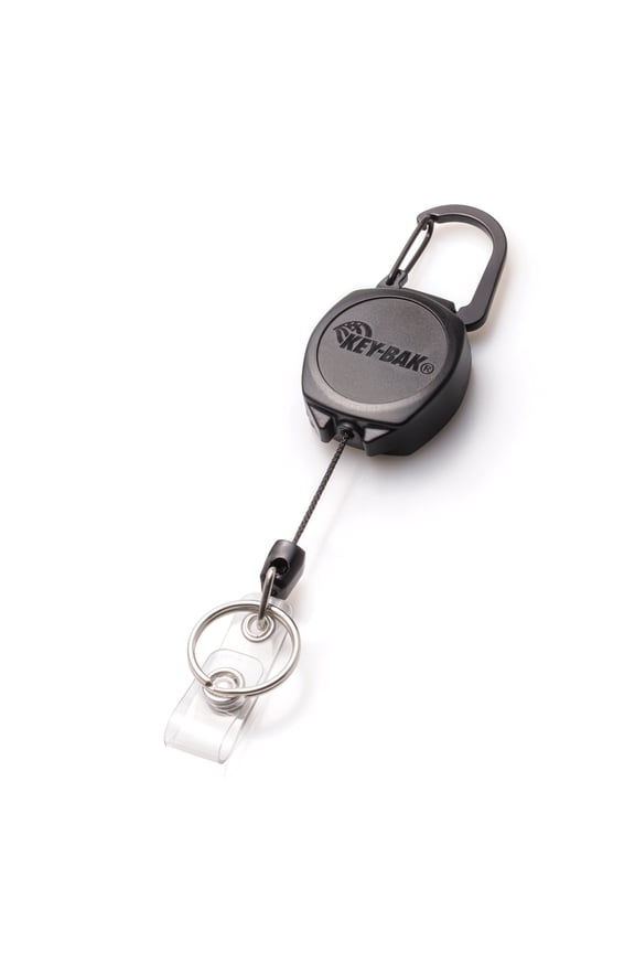 Sidekick 24" Retractable Badge Reel Keychains 6" with Carabiner - Black