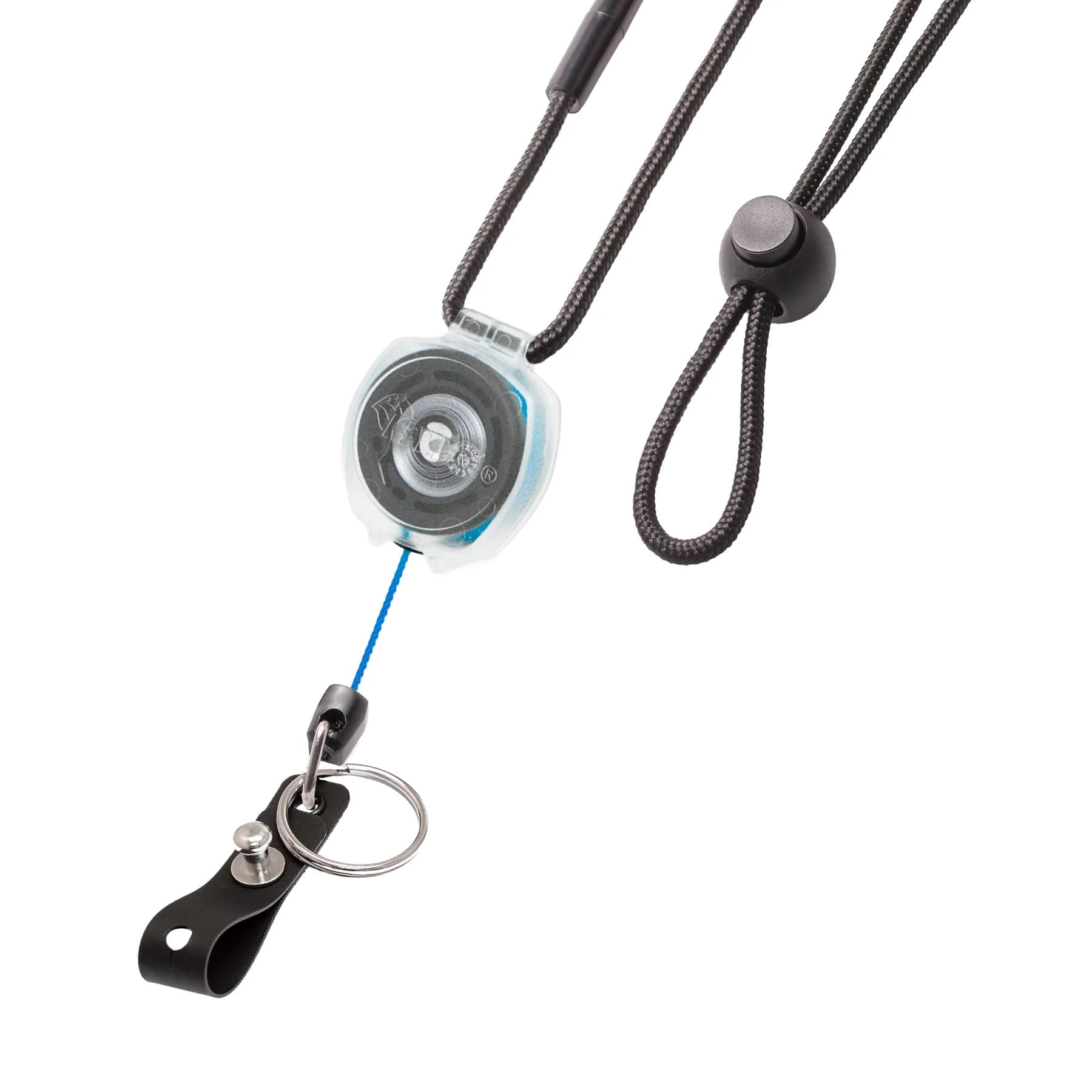 KEY-BAK Super Duty Lanyard Badge & ID Holder with Clear Sidekick Retractable Keychain- Blue