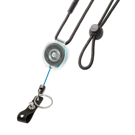 KEY-BAK Super Duty Lanyard Badge & ID Holder with Clear Sidekick Retractable Keychain- Blue