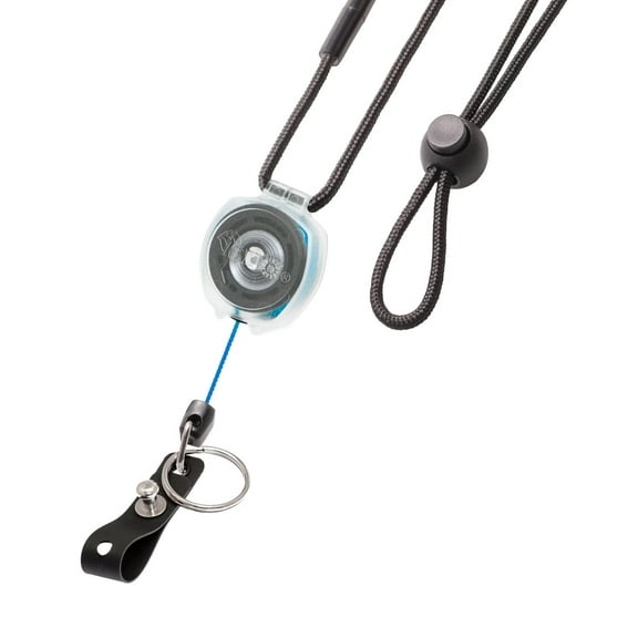 KEY-BAK Super Duty Lanyard Badge & ID Holder with Clear Sidekick Retractable Keychain- Blue