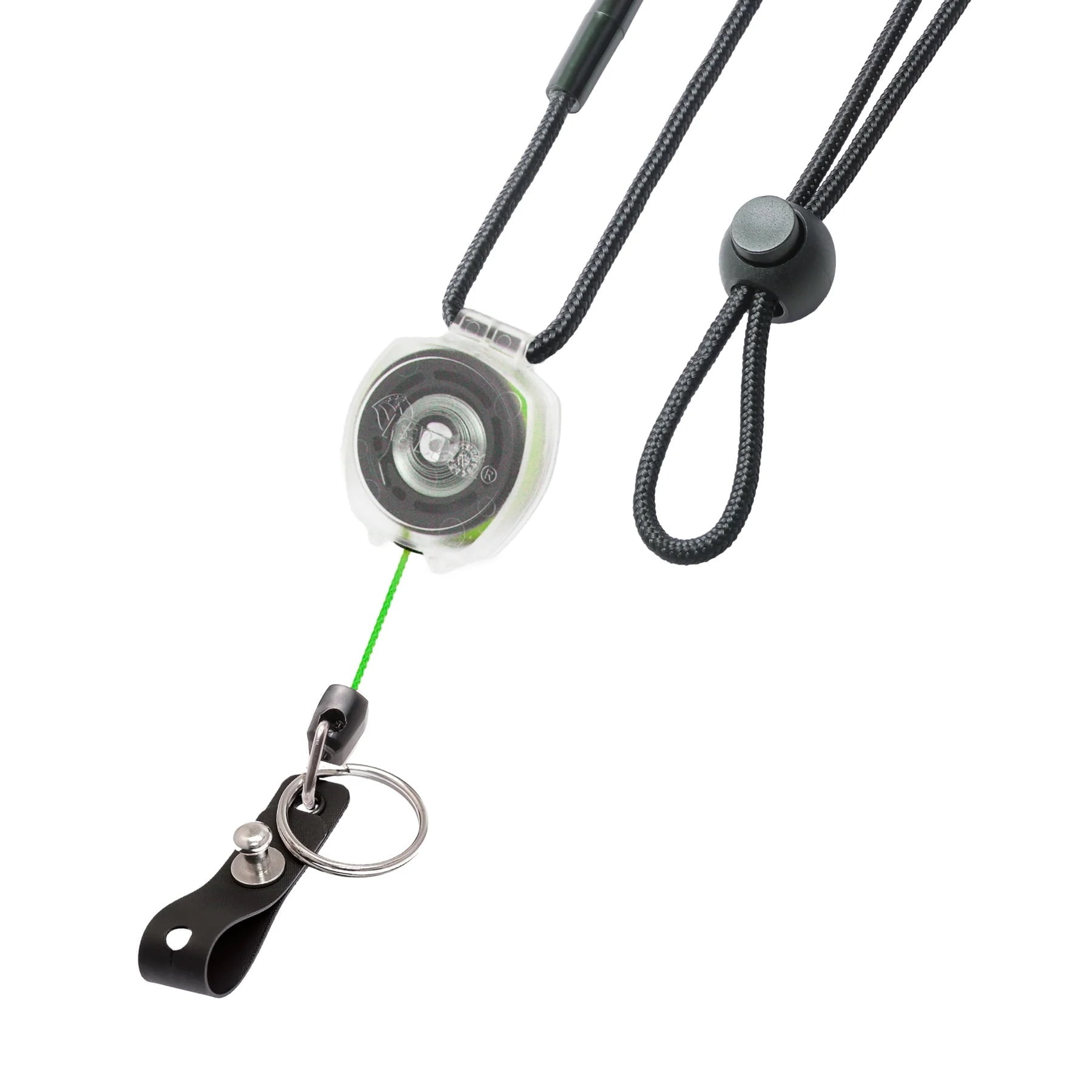KEY-BAK Super Duty Lanyard Badge & ID Holder with Clear Sidekick Retractable Keychain- Green