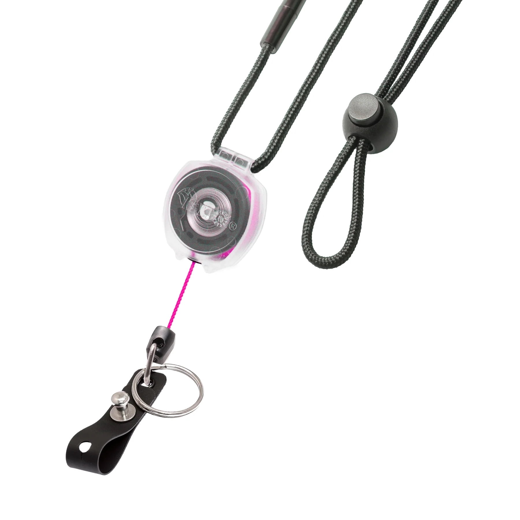 KEY-BAK Super Duty Lanyard Badge ID Holder & Clear Sidekick Retractable Keychain with Lanyard- Pink