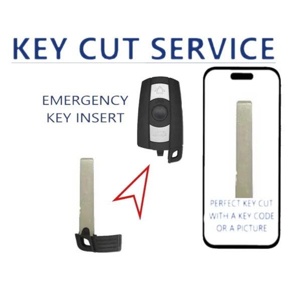 KEY CUT + Emergency Key Insert For BMW 1 / 3 / 5 - Series / X5 / X6 2006 - 2011