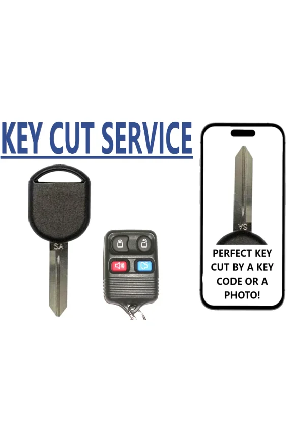 KEY CUT + H92 / H84 Transponder Key 4D63 SA + 4B Remote for 2010 - 2017 Ford