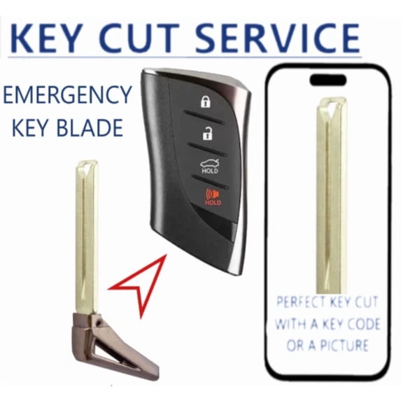KEY CUT + LXP90 Emergency Key Blade for 2018 - 2021 Lexus / PN: 69515-33150