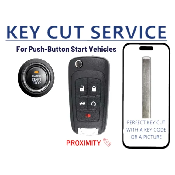 KEY CUT SERVICE - Flip Key Compatible with GMC, Chevrolet, and Buick 2010 - 2019