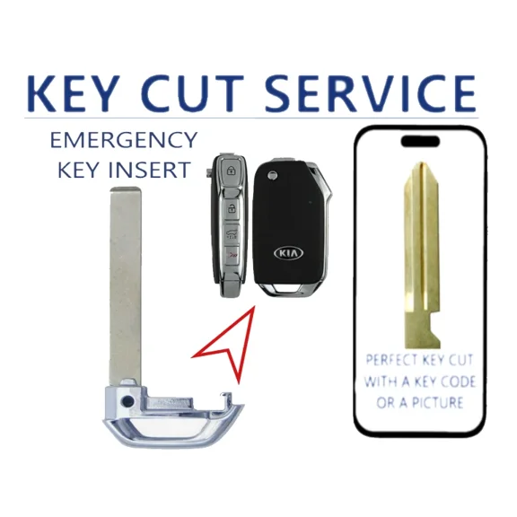 KEY CUT SERVICE + KK12 Emergency Key Insert For 2019 - 2021 Kia PN: 81999-J7020