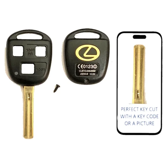 KEY CUT SERVICE + Lexus 3 Button Remote Head Key Shell TOY48 (Short)