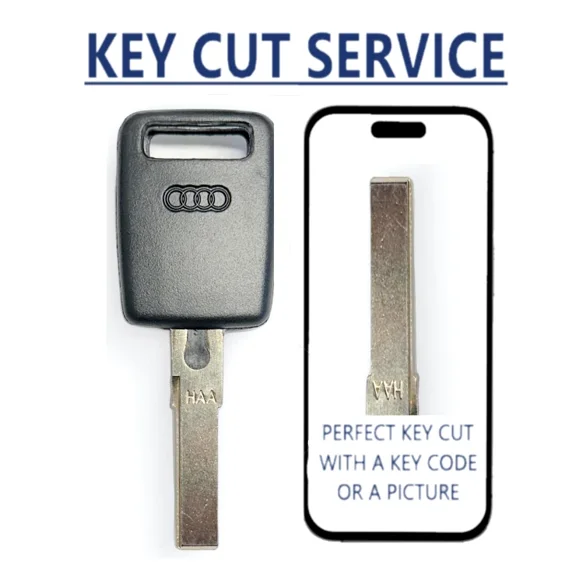 KEY CUT SERVICE + Transponder Chip Megamos 48 CAN For AUDI 2006 - 2010 Models